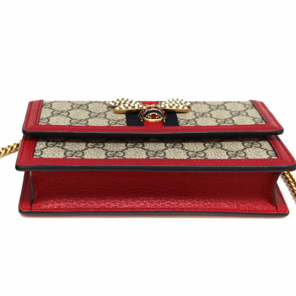 Gucci Chain Wallet Shoulder Bag Brown Red - Picture 5 of 6
